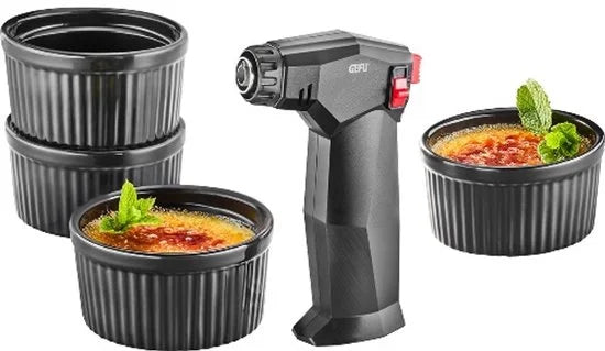 Gefu Crème brûlée set, burner + 4 pots