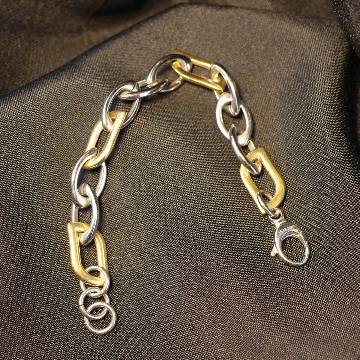 Stainless Steel Bracelet large bicolor links RY100