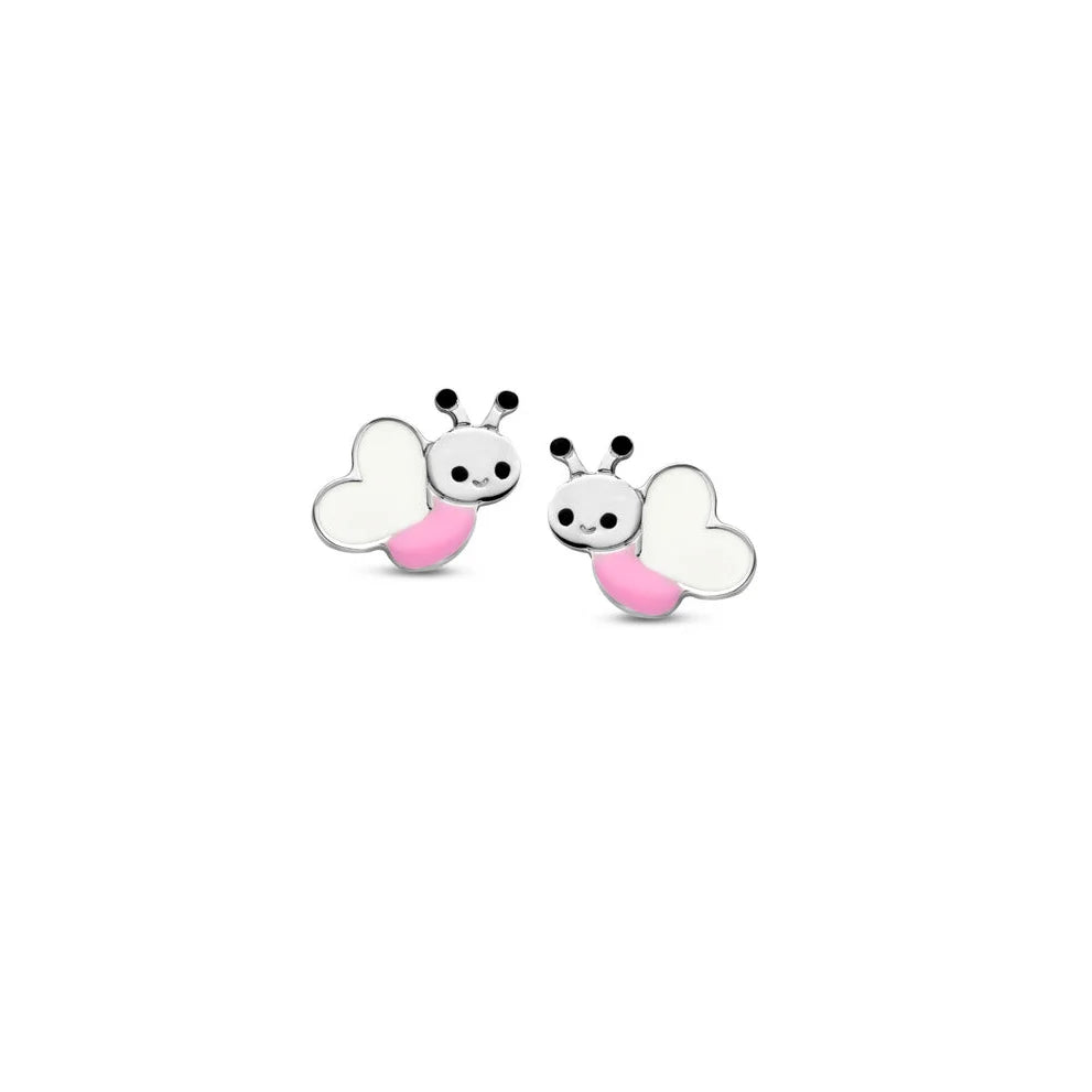 Silver children's earrings pink butterfly Naiomy Princess PB082