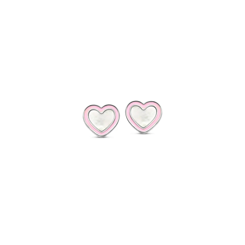Naiomy Princess silver children's earrings pink Hearts PB085