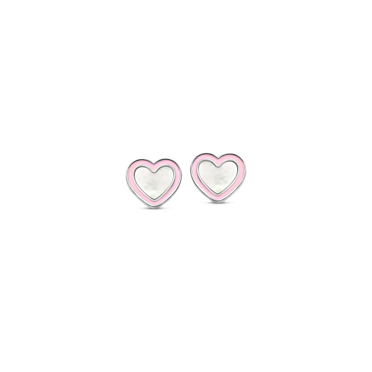 Naiomy Princess silver children's earrings pink Hearts PB085