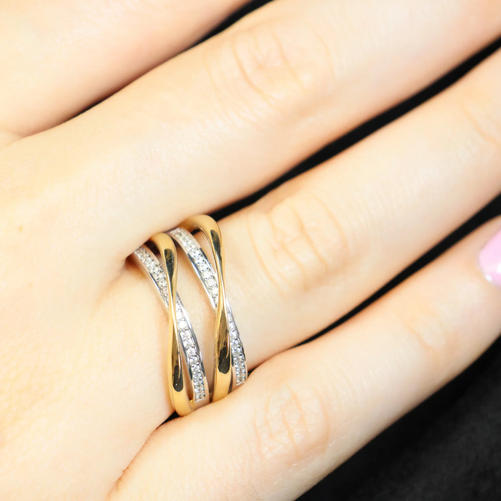 Naiomy silver ring bicolor thick band N4H51