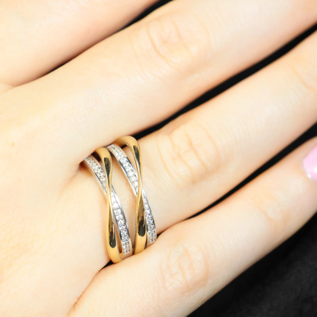 Naiomy silver ring bicolor thick band N4H51