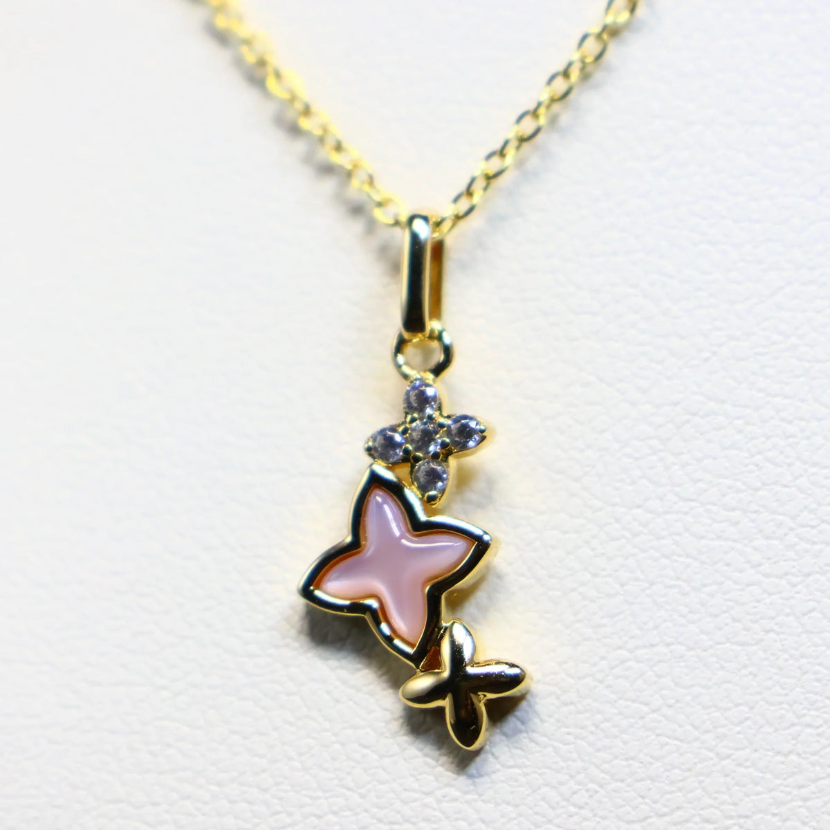 Naiomy gold plated silver necklace ladies triple star pendant N5G52