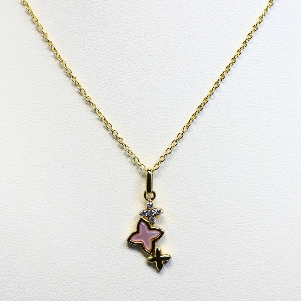 Naiomy gold plated silver necklace ladies triple star pendant N5G52