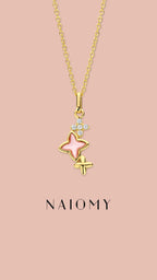 Naiomy gold plated silver necklace ladies triple star pendant N5G52