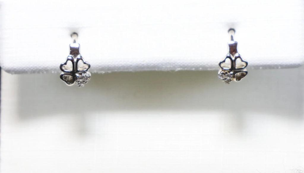 Silver clover children's hoop earrings 730676