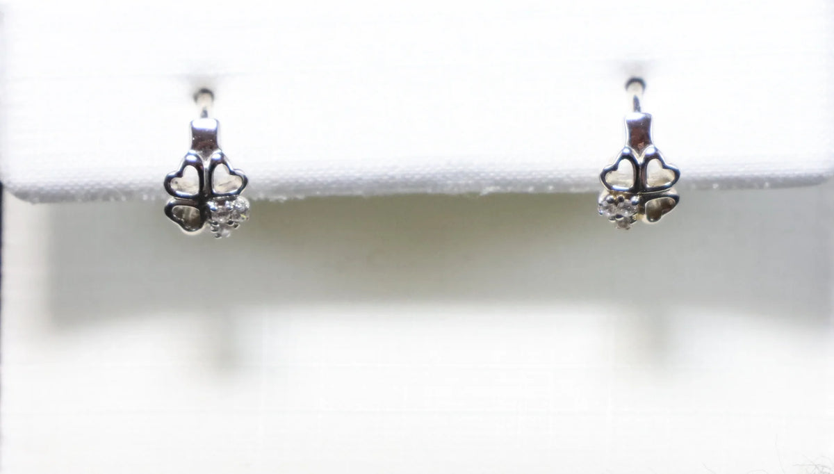 Silver clover children's hoop earrings 730676