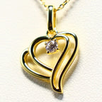 Naiomy gold plated silver necklace ladies open heart zirconia pendant N5Q63