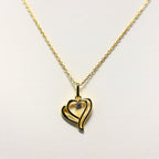 Naiomy gold plated silver necklace ladies open heart zirconia pendant N5Q63