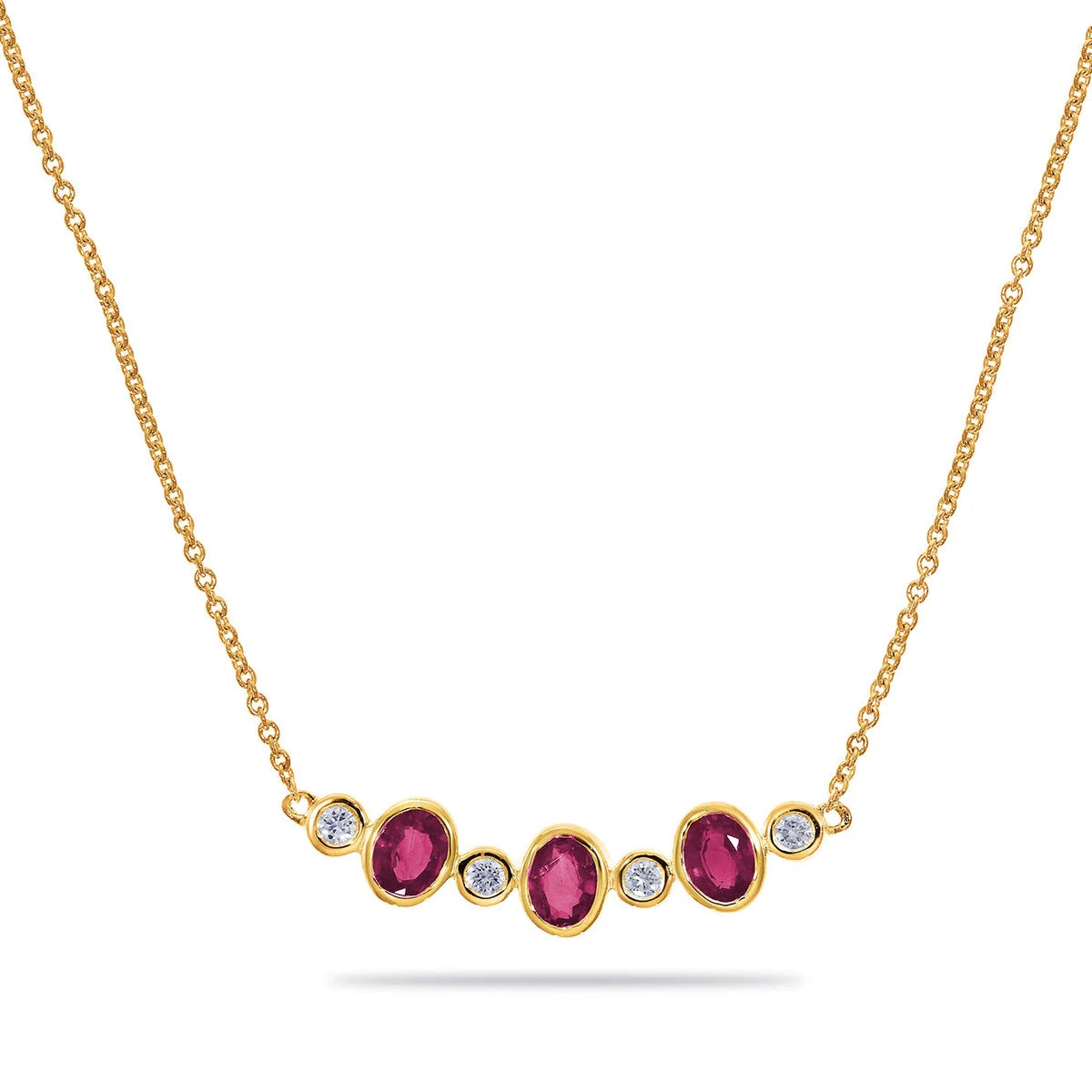 Necklace yellow gold 18 carat brilliant ruby charm 068539RA