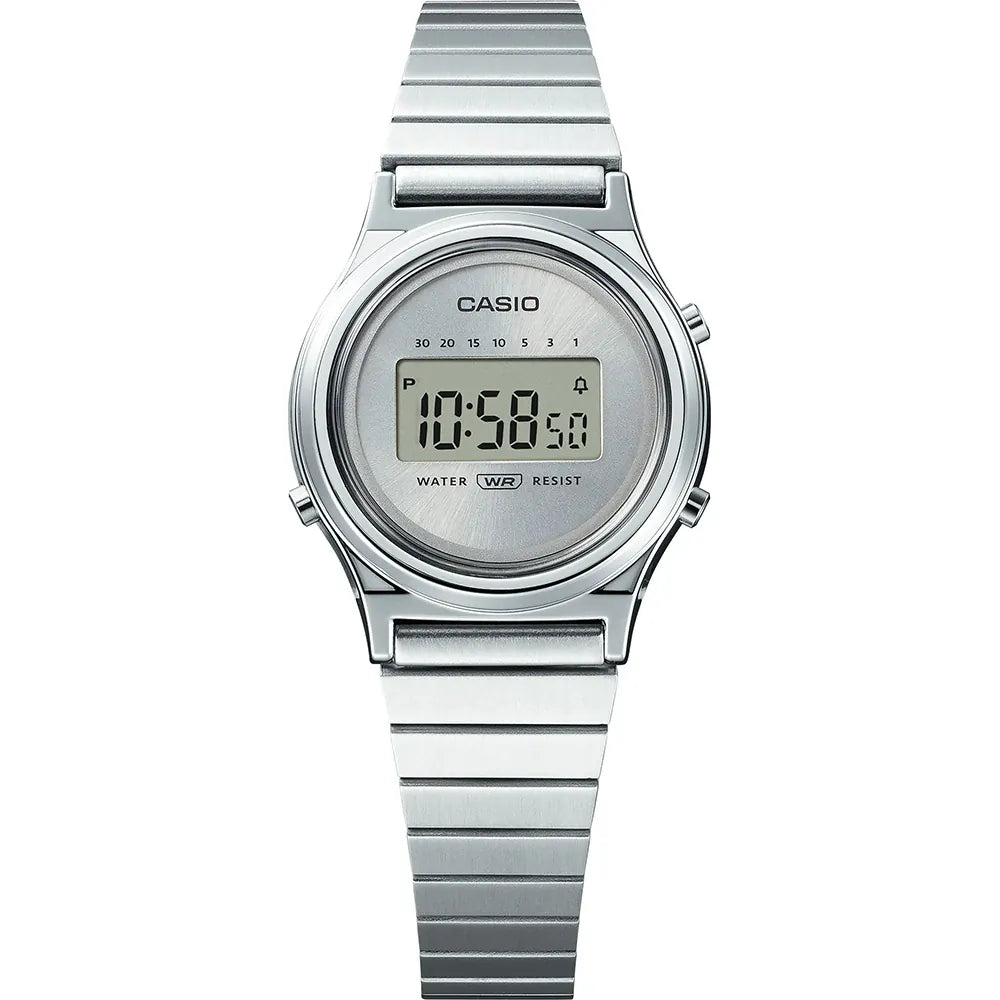Casio watch ladies LA700WE-7AEF vintage silver round dial