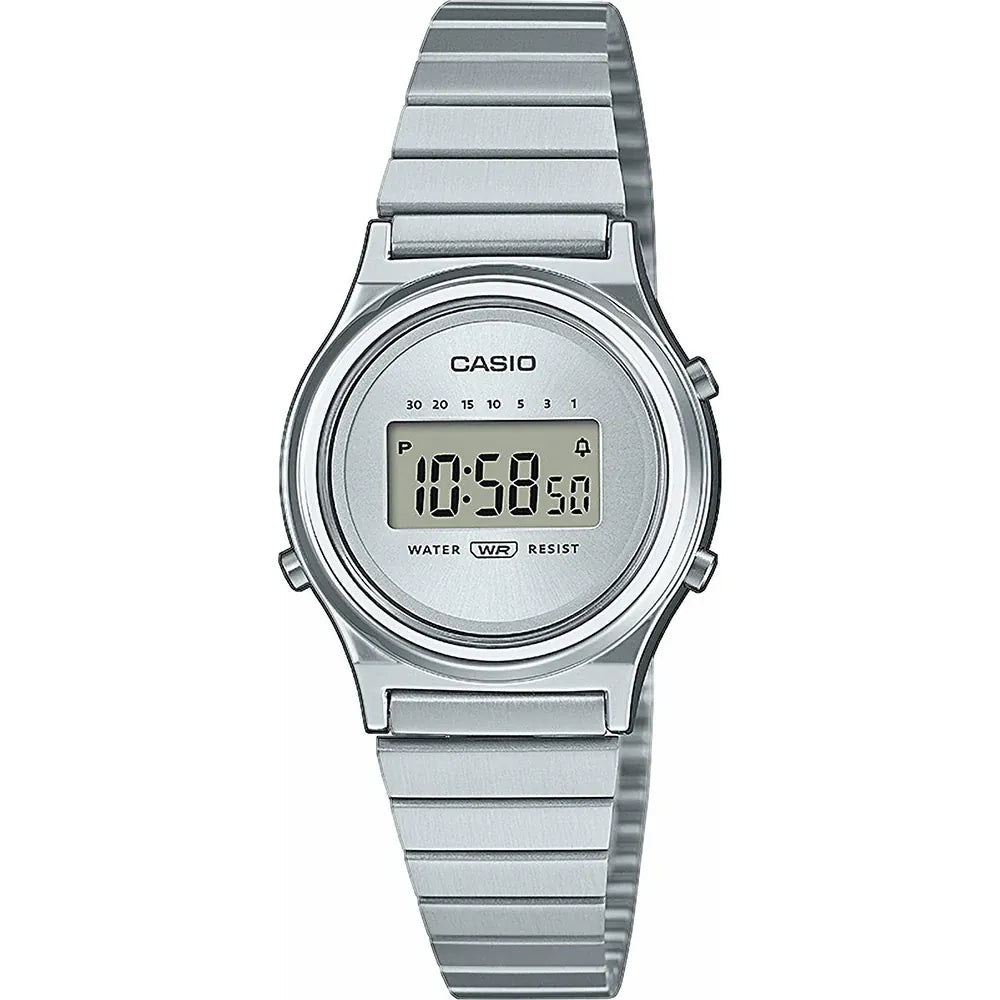 Casio watch ladies LA700WE-7AEF vintage silver round dial