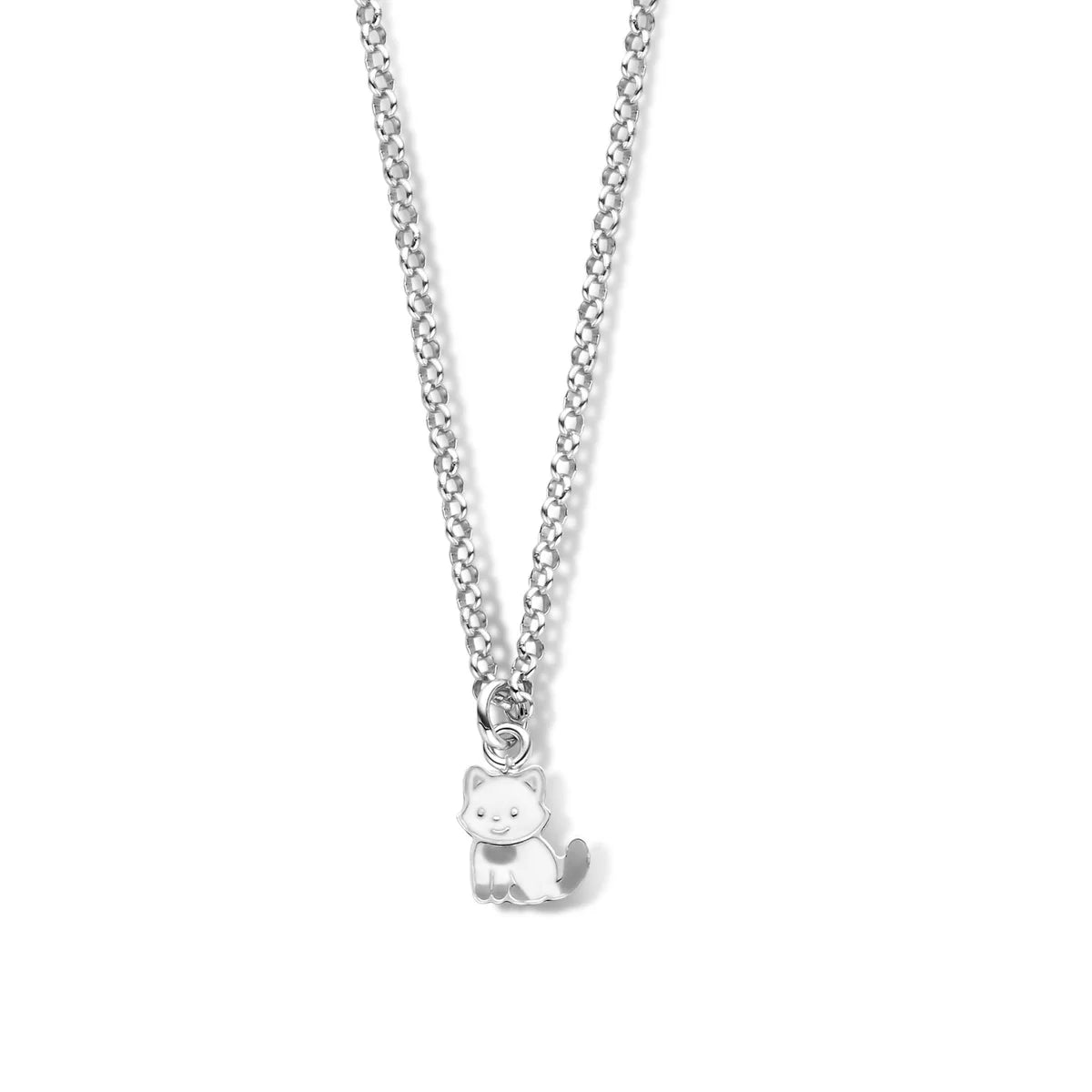 Naiomy Princess silver children's necklace white cat PI121