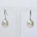 Pearl hanging earrings white biwa pearl 9mm