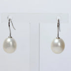 Pearl hanging earrings white biwa pearl 9mm