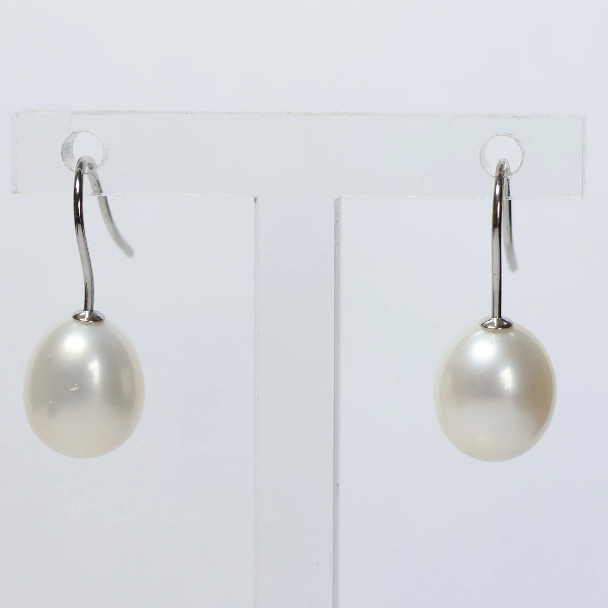 Pearl hanging earrings white biwa pearl 9mm