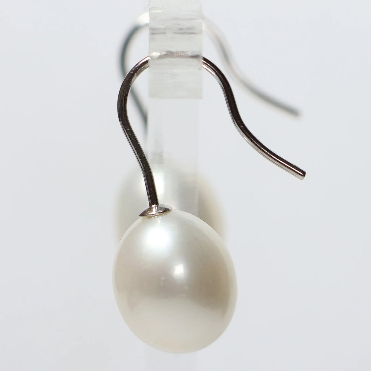 Pearl hanging earrings white biwa pearl 9mm