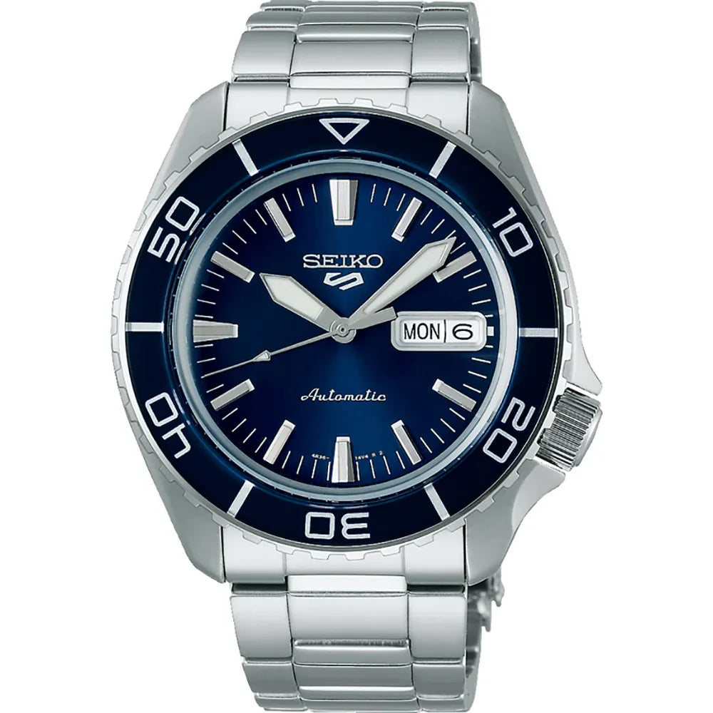 Seiko 5 Sports SRPK97K1 watch blue/silver retro dial