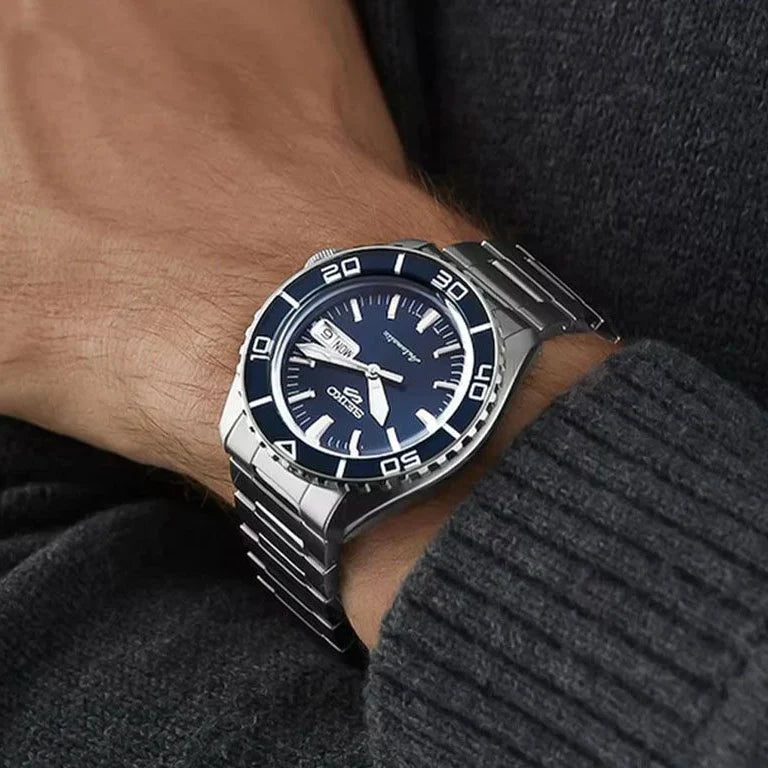 Seiko 5 Sports SRPK97K1 watch blue/silver retro dial
