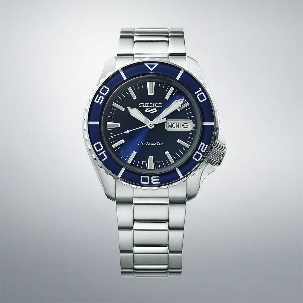 Seiko 5 Sports SRPK97K1 watch blue/silver retro dial