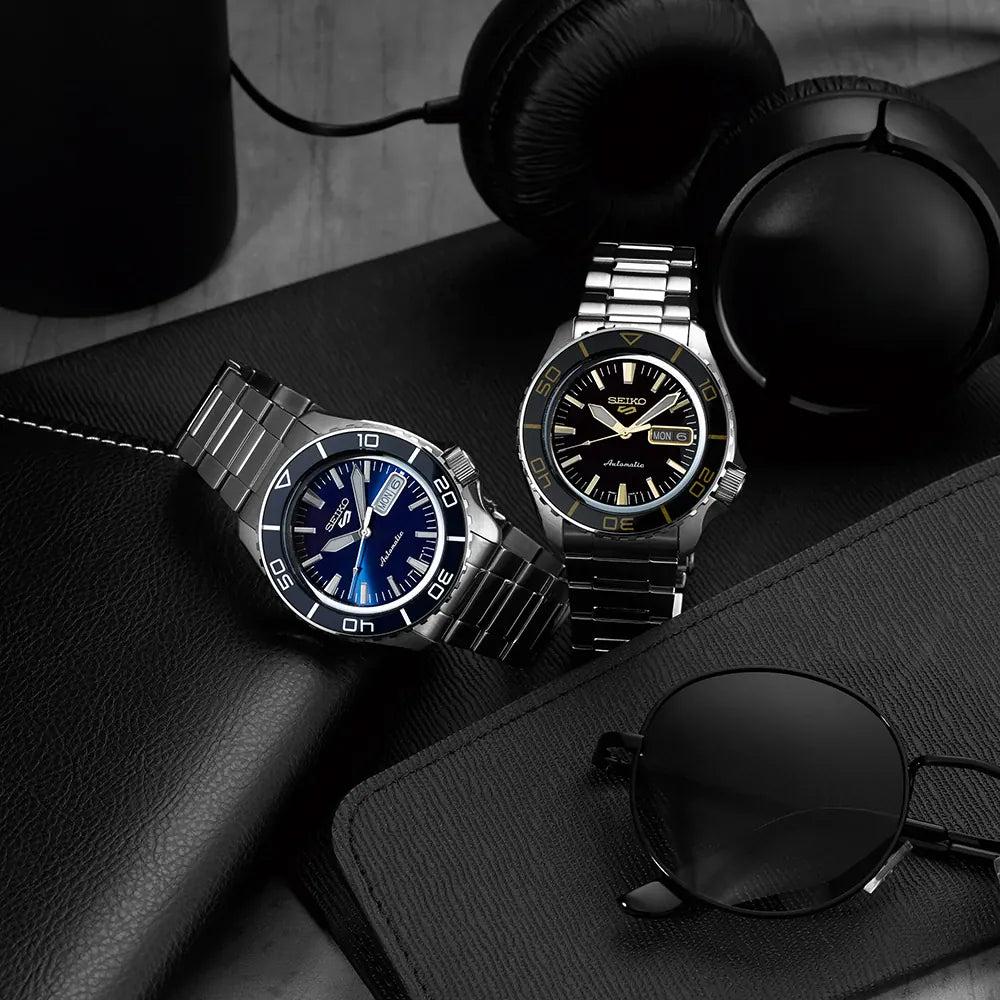 Seiko 5 Sports SRPK97K1 watch blue/silver retro dial