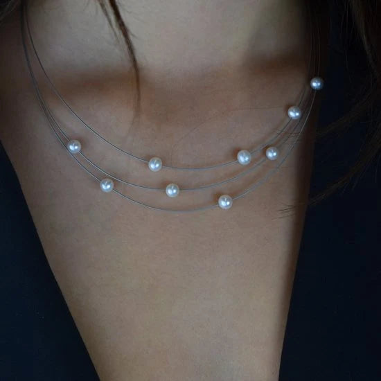 Boccia Titanium Necklace with Pearl 08041-01