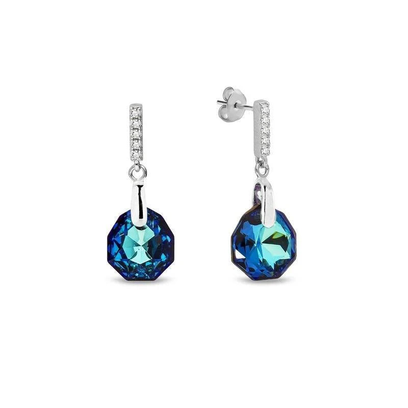 Spark Silver Drop Earrings blue swarovski KC643611BZ