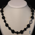 Semi-precious stone Lava stone and Hematite Necklace with silver clasp