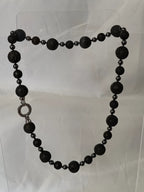 Semi-precious stone Lava stone and Hematite Necklace with silver clasp