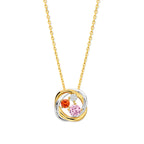 Naiomy bicolor gold plated necklace ladies nest colored zirconia pendant N5F58