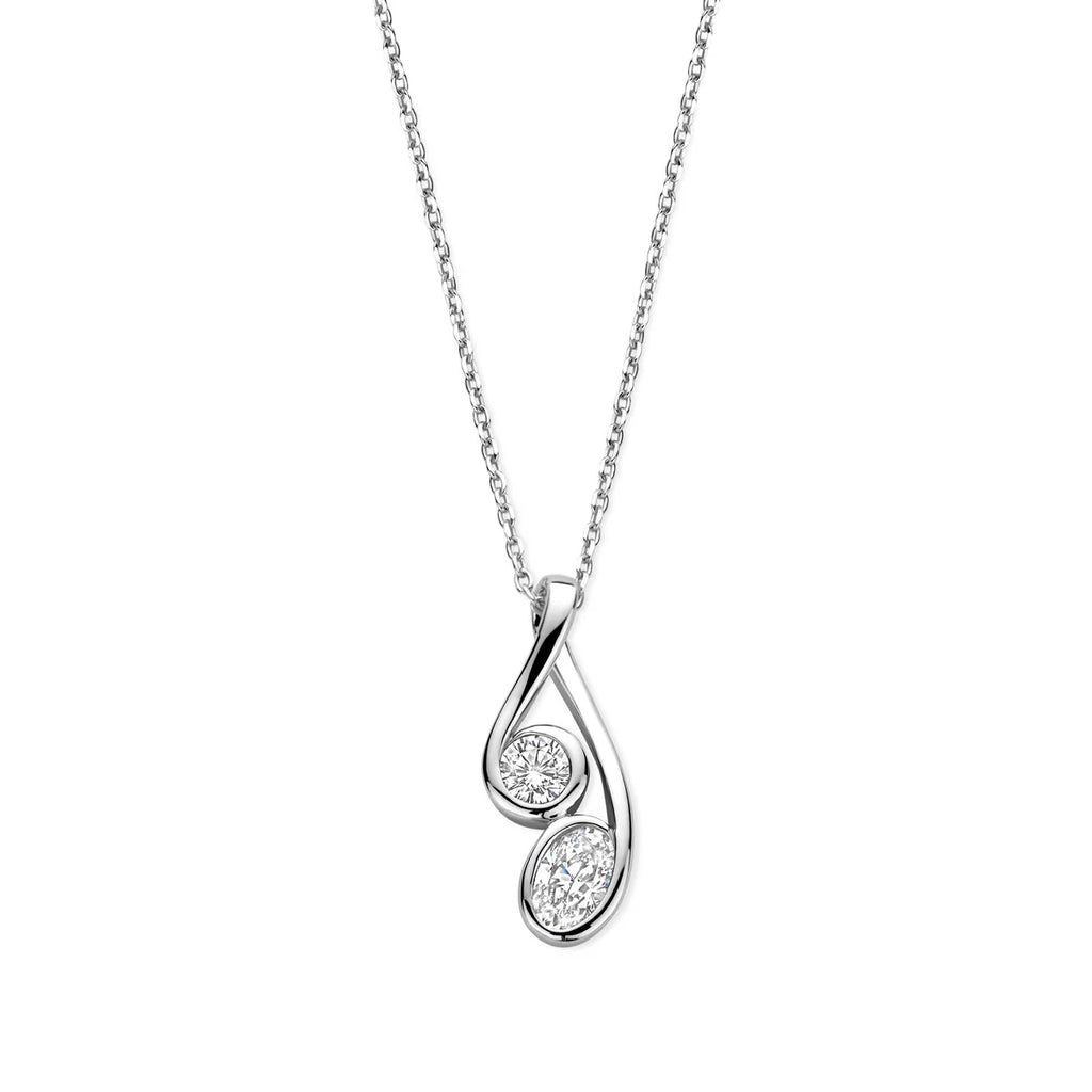 Naiomy silver necklace women double zirconia pendant N5D68