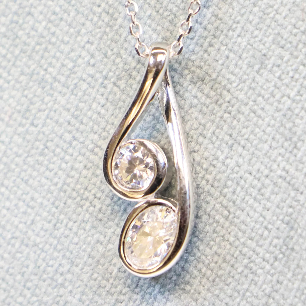 Naiomy silver necklace women double zirconia pendant N5D68