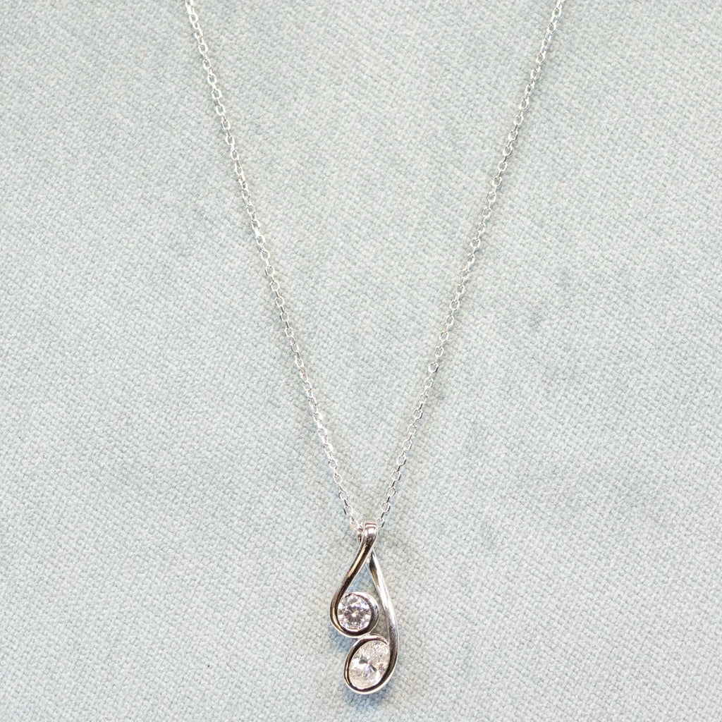 Naiomy silver necklace women double zirconia pendant N5D68