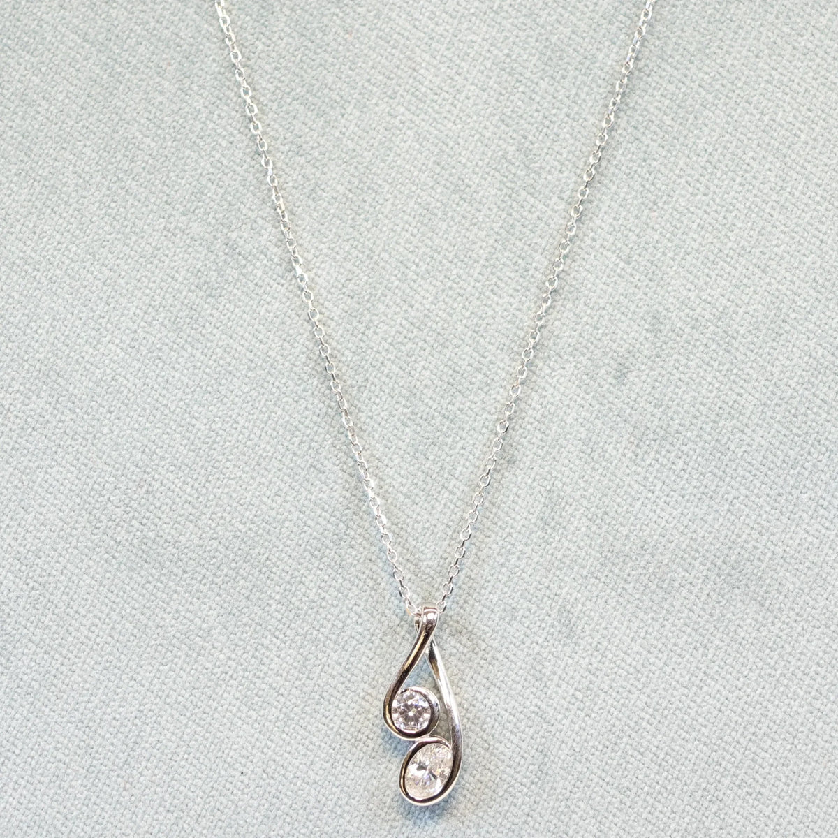 Naiomy silver necklace women double zirconia pendant N5D68