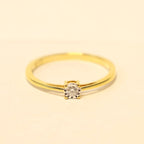 Gold ring 18 carat yellow brilliant 9A1824A cube setting