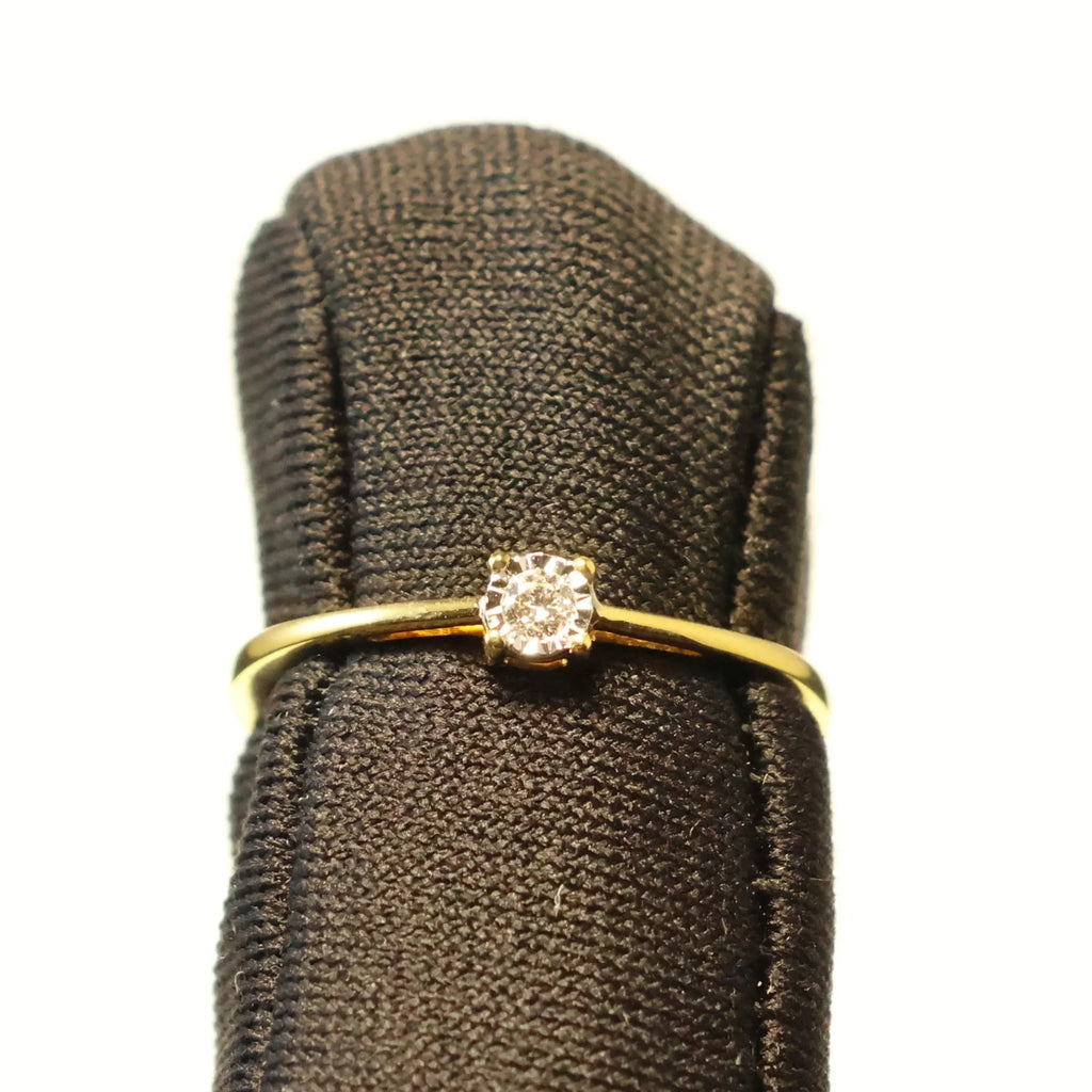 Gold ring 18 carat yellow brilliant 9A1824A cube setting
