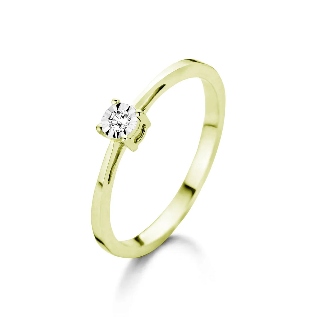 Gold ring 18 carat yellow brilliant 9A1824A cube setting