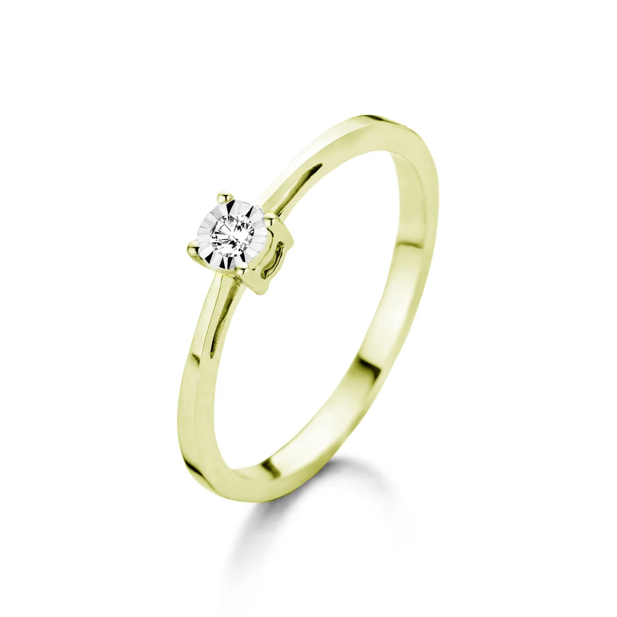 Gold ring 18 carat yellow brilliant 9A1824A cube setting