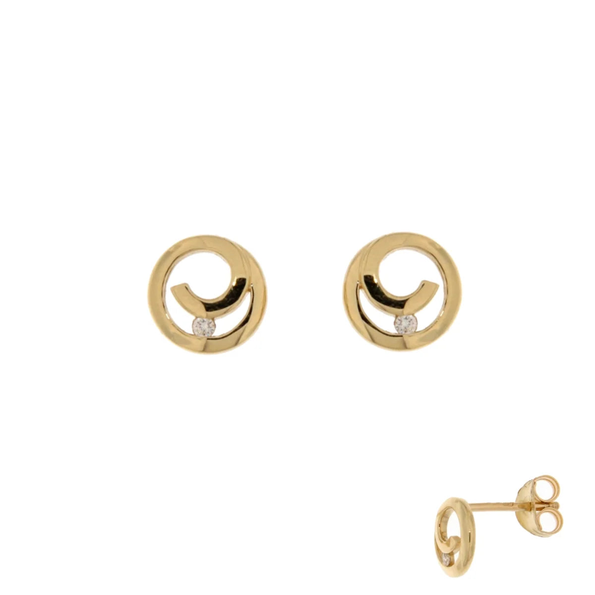 18KT gold earrings circle with brilliant 061023A