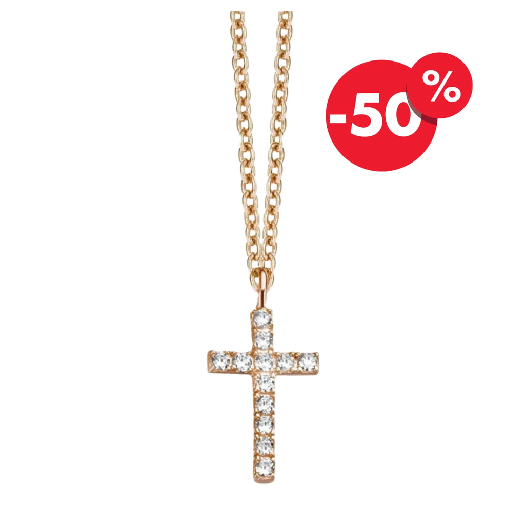 Rose silver necklace Cross pendant B4A05 Naiomy