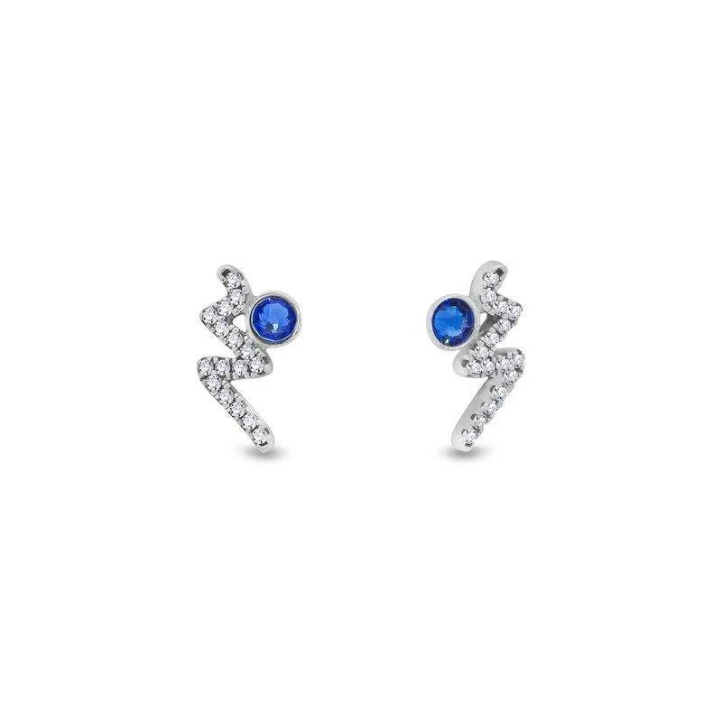 Spark silver earrings blue lightning Swarovski crystals KCS2088CB