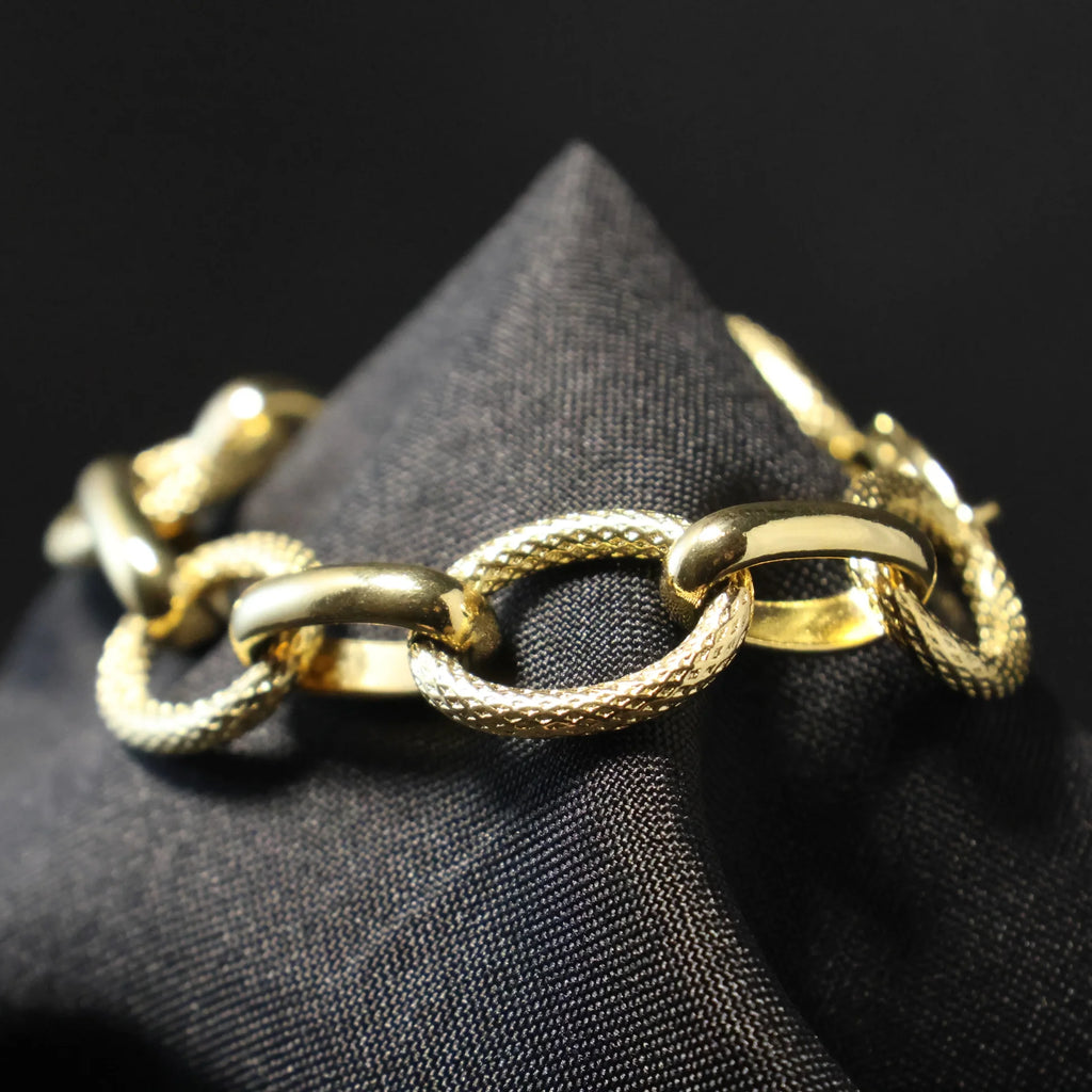 Stainless Steel Bracelet solid yellow oval pattern fantasy links RY57
