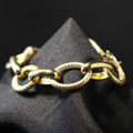 Stainless Steel Bracelet solid yellow oval pattern fantasy links RY57