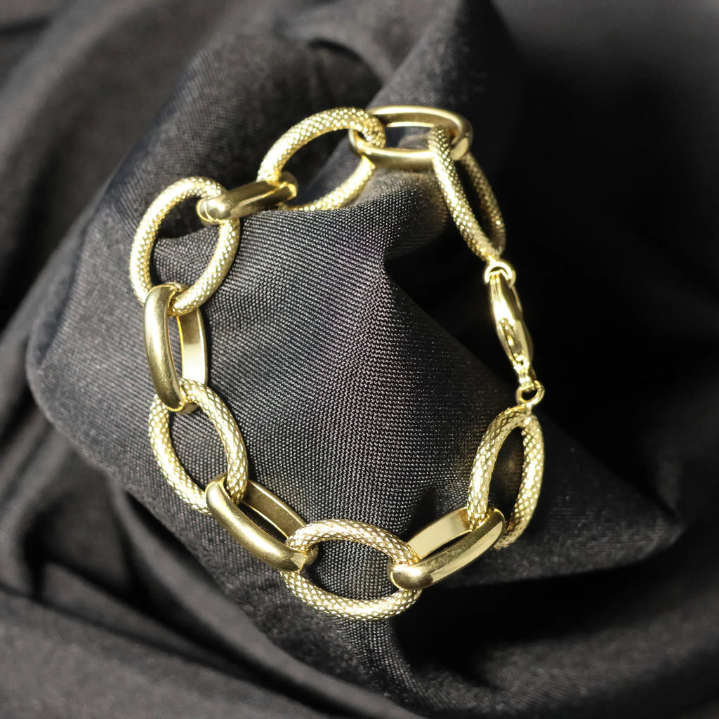 Stainless Steel Bracelet solid yellow oval pattern fantasy links RY57