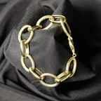 Stainless Steel Bracelet solid yellow oval pattern fantasy links RY57
