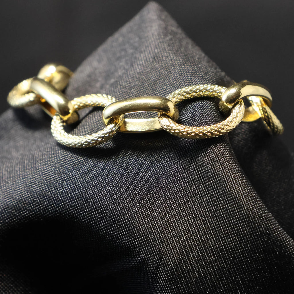 Stainless Steel Bracelet solid yellow oval pattern fantasy links RY57