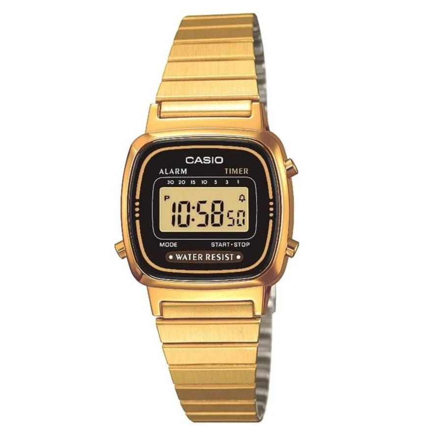 Casio watch ladies LA670WEGA-1EF vintage gold black dial