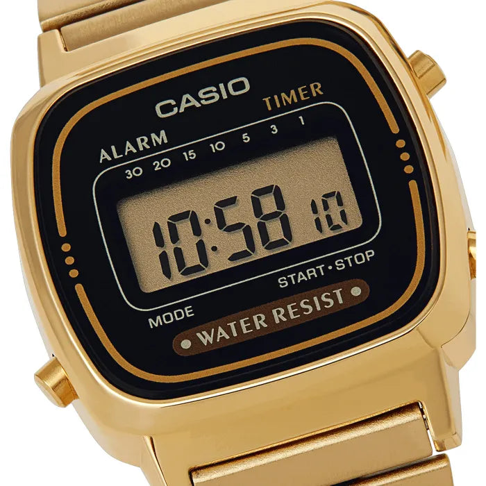 Casio watch ladies LA670WEGA-1EF vintage gold black dial