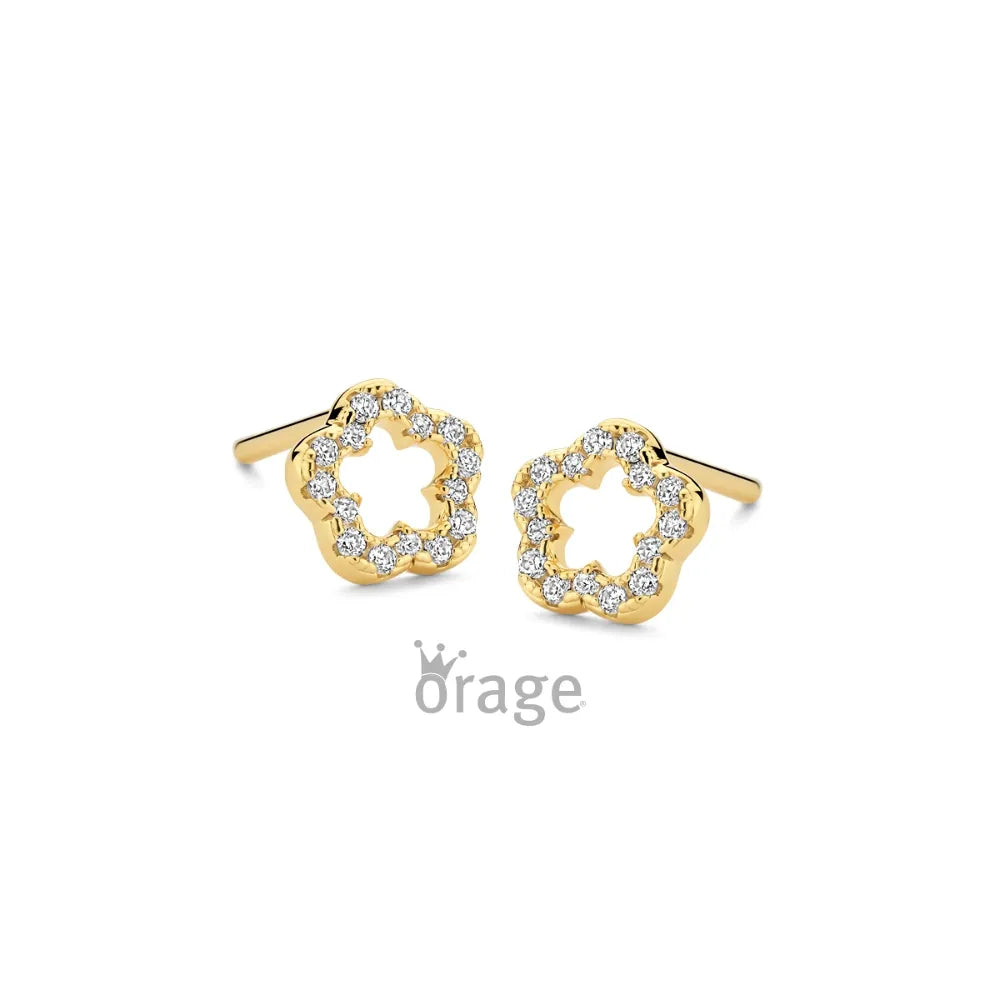 Orage kids earrings open flower yellow gold plated O/6724